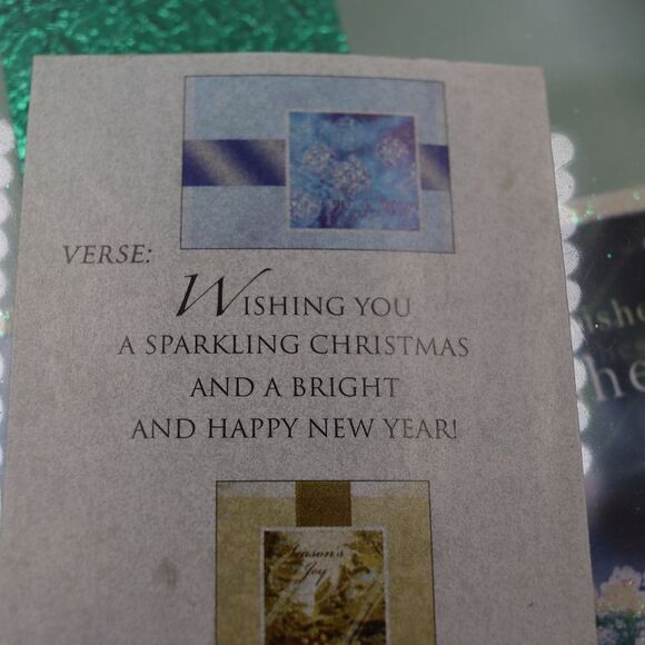 Artis Vintage  Christmas Cards 40 Premium Holiday Cards Blue Green Floral Foil - Picture 6 of 11